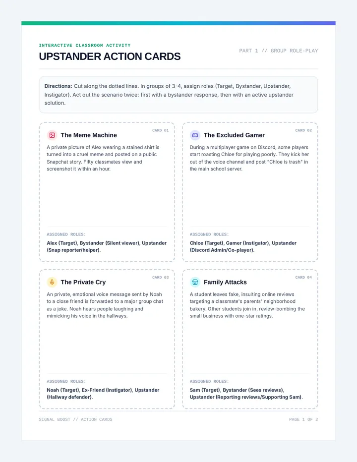 Upstander Action Cards