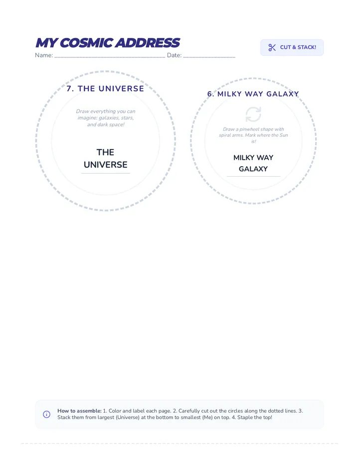Cosmic Address Booklet Activity