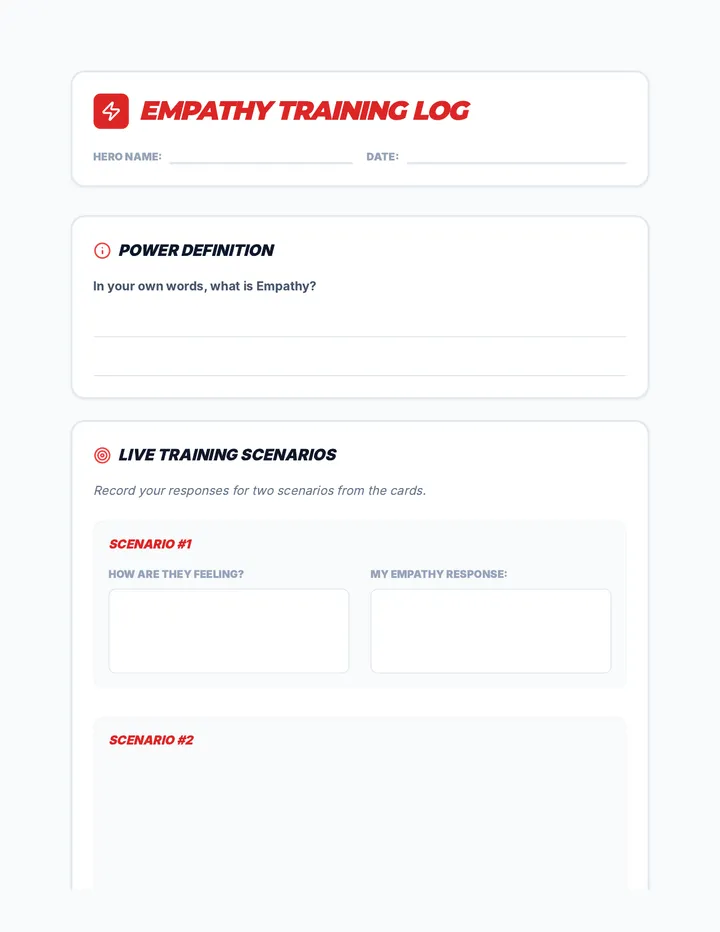 Empathy Superpower Worksheet
