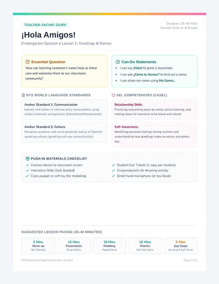 Hola Amigos Teacher Guide