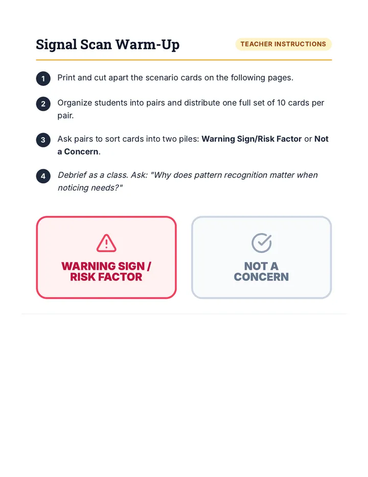 Signal Scan Warm-up Cards