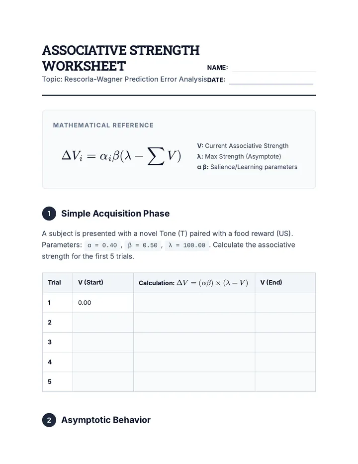 Prediction Error Worksheet