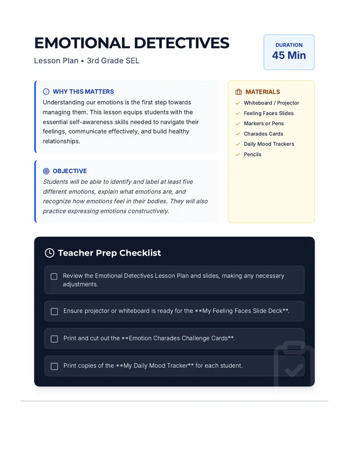 Emotional Detectives Lesson Plan