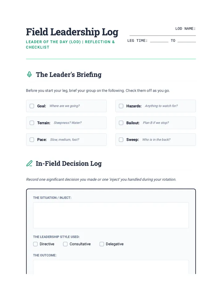 Field Leadership Log