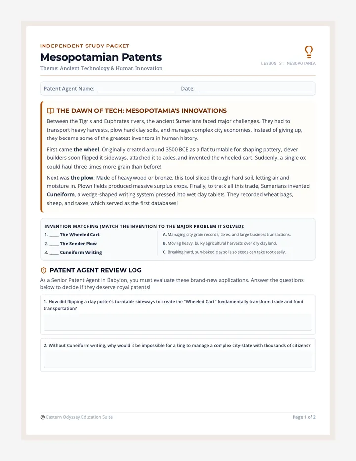 Mesopotamian Patents Student Packet
