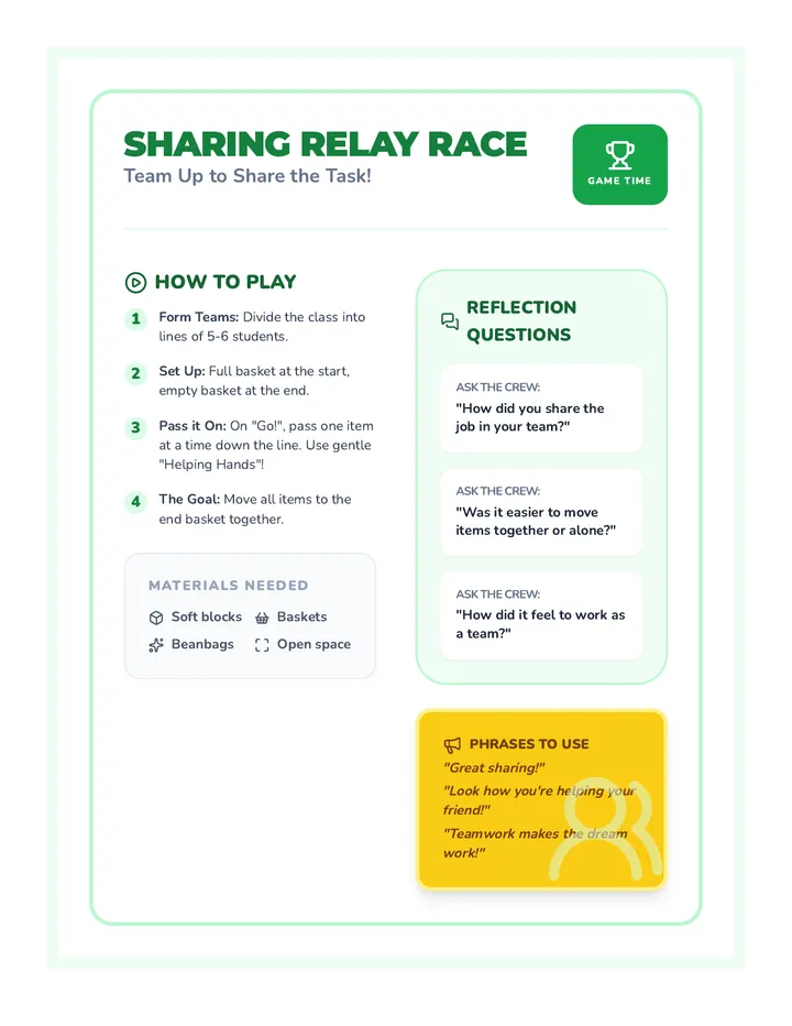 Sharing Relay Race Game Instructions