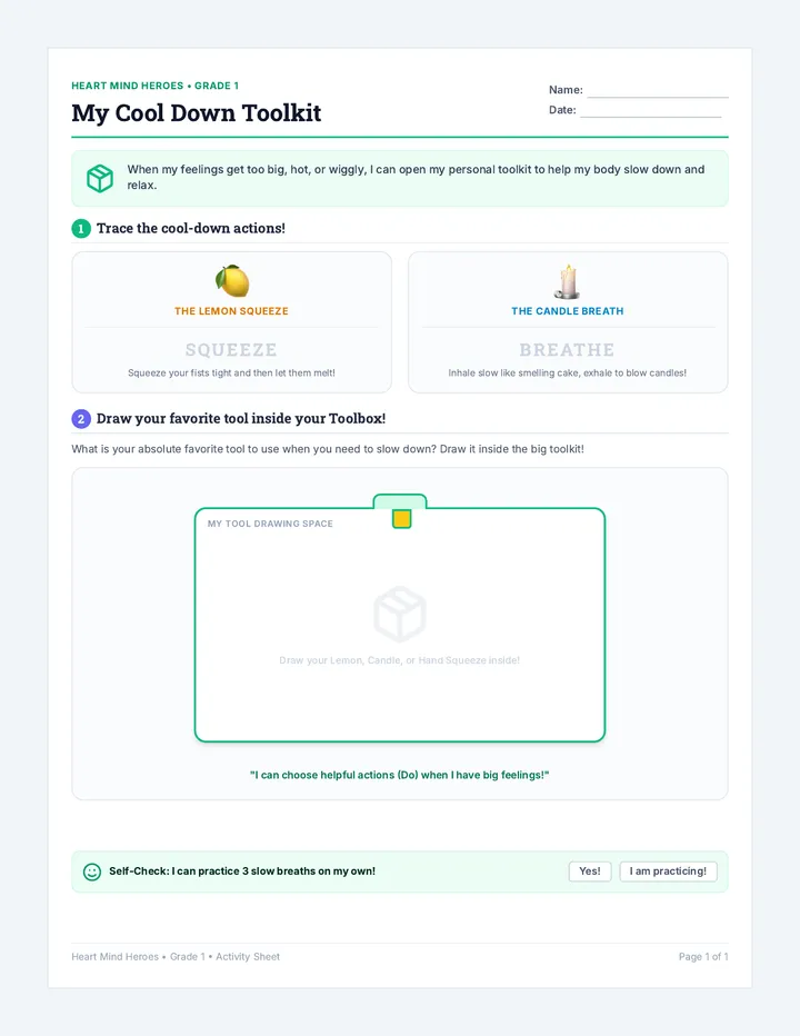 The Cool Down Toolkit Worksheet