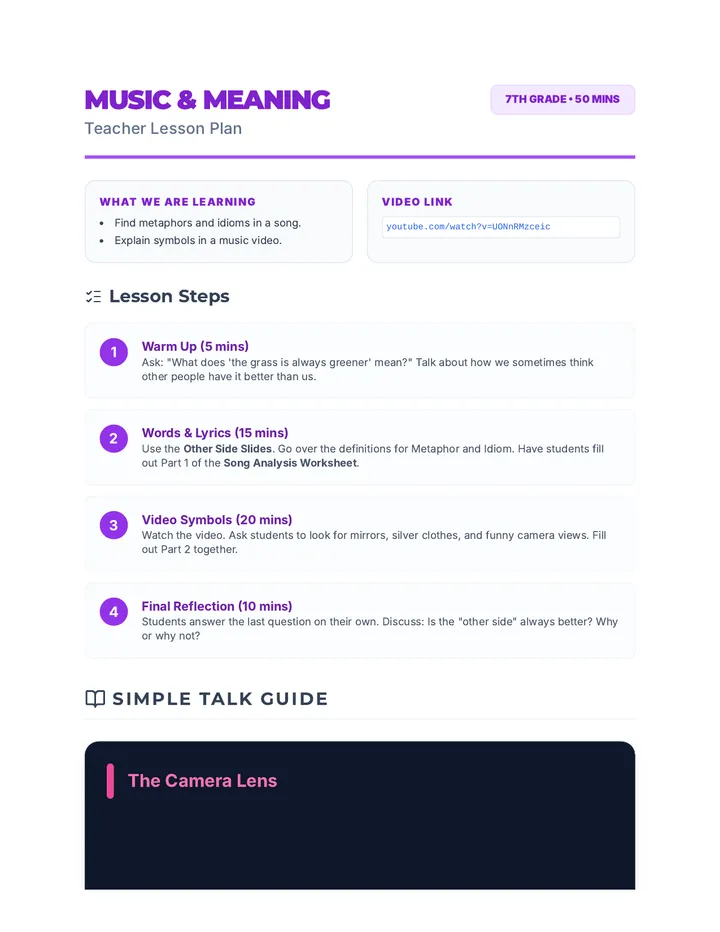 Silver Screen Symbols Teacher Guide