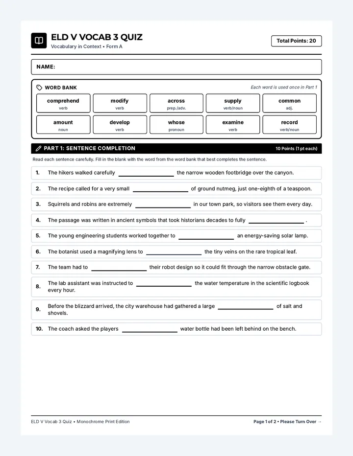 Word Mastery Quiz