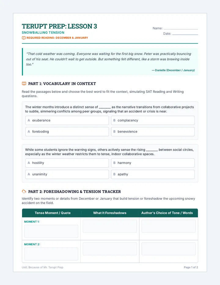 Snowballing Tension Worksheet