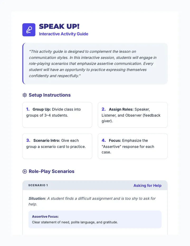 Speak Up! Activity Guide