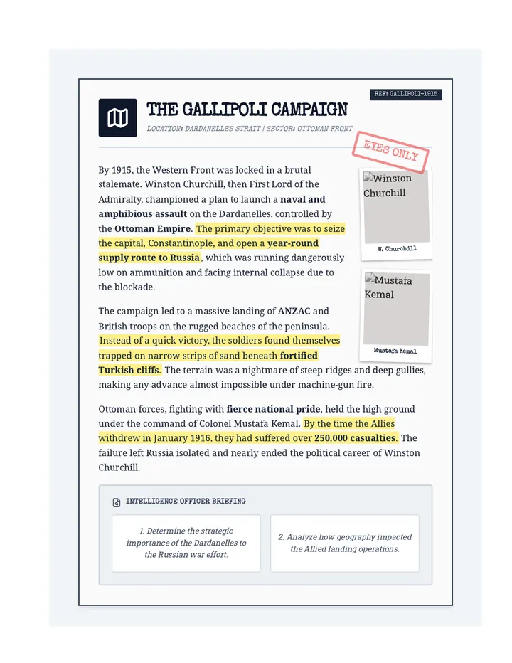 WWI Dossier Handouts Intelligence Edition Fixed Links