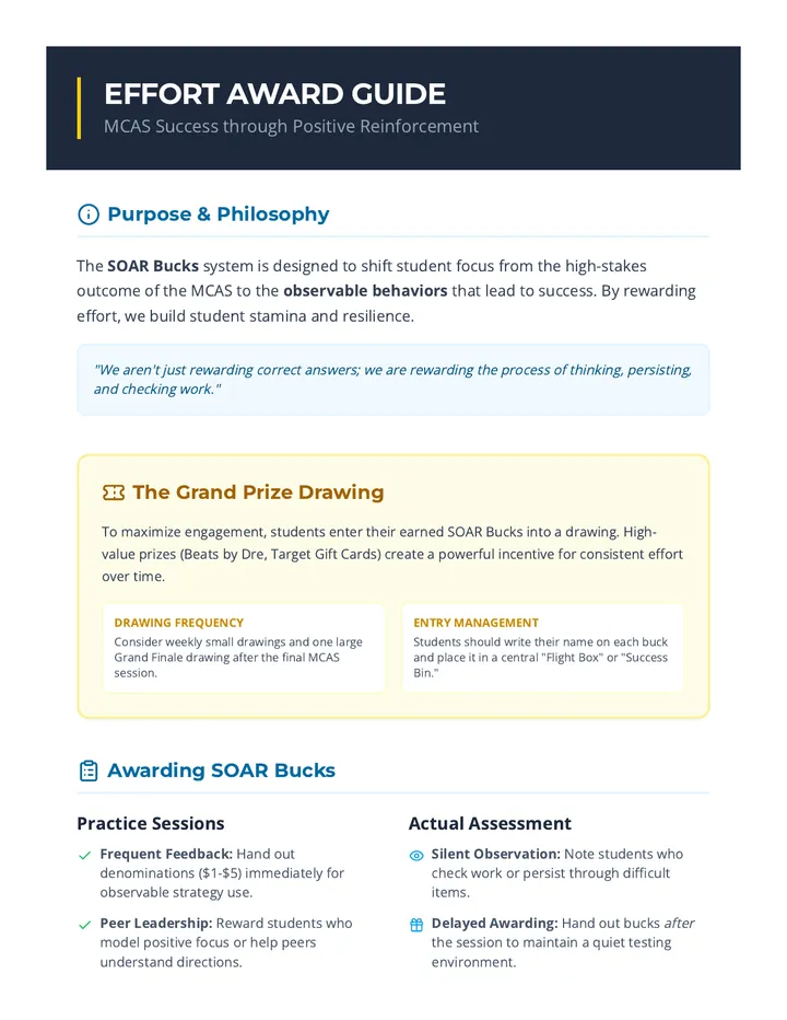 Effort Award Guide Teacher Resource