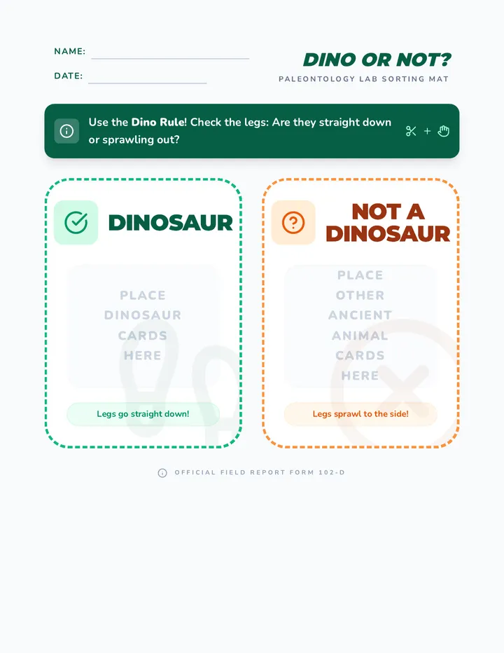 Dino Detectives Sorting Mats
