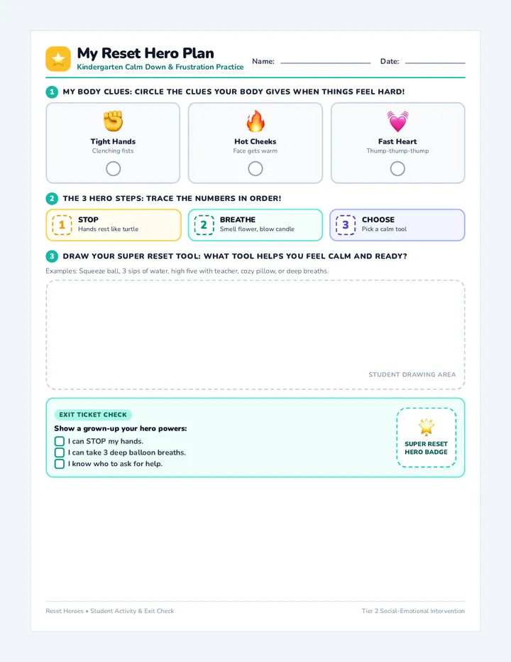 Reset Choices Activity Sheet