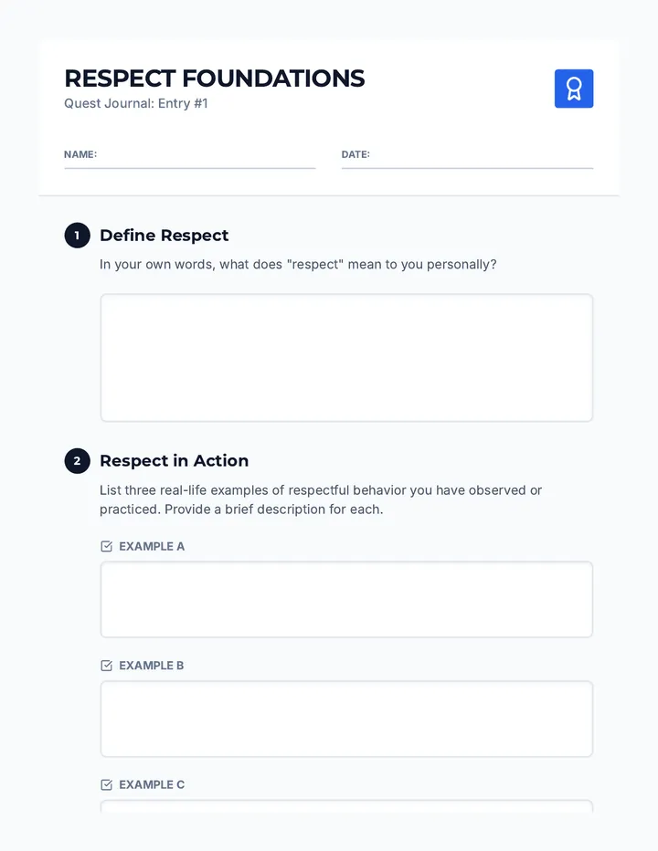 Respect Definition Worksheet