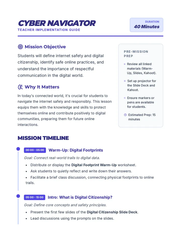 Navigating the Digital World Lesson Plan