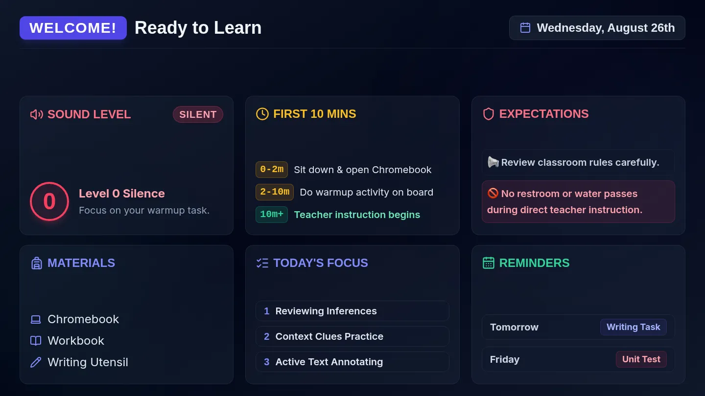Daily Agenda Slide