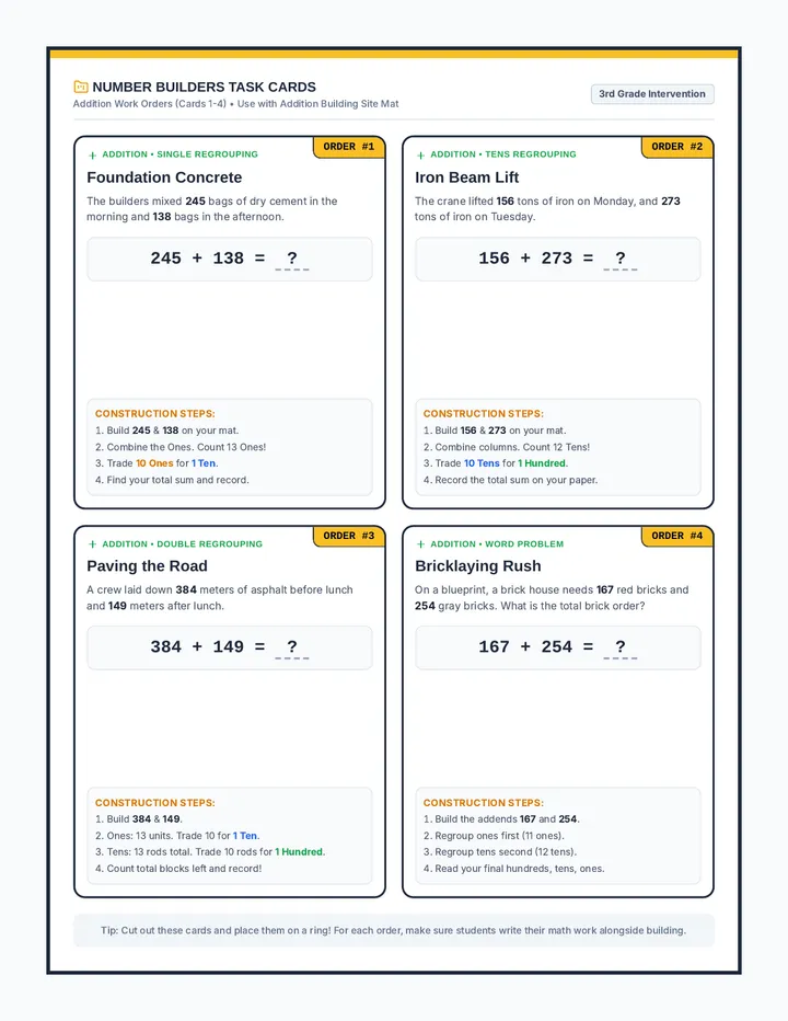 Number Builders Task Cards