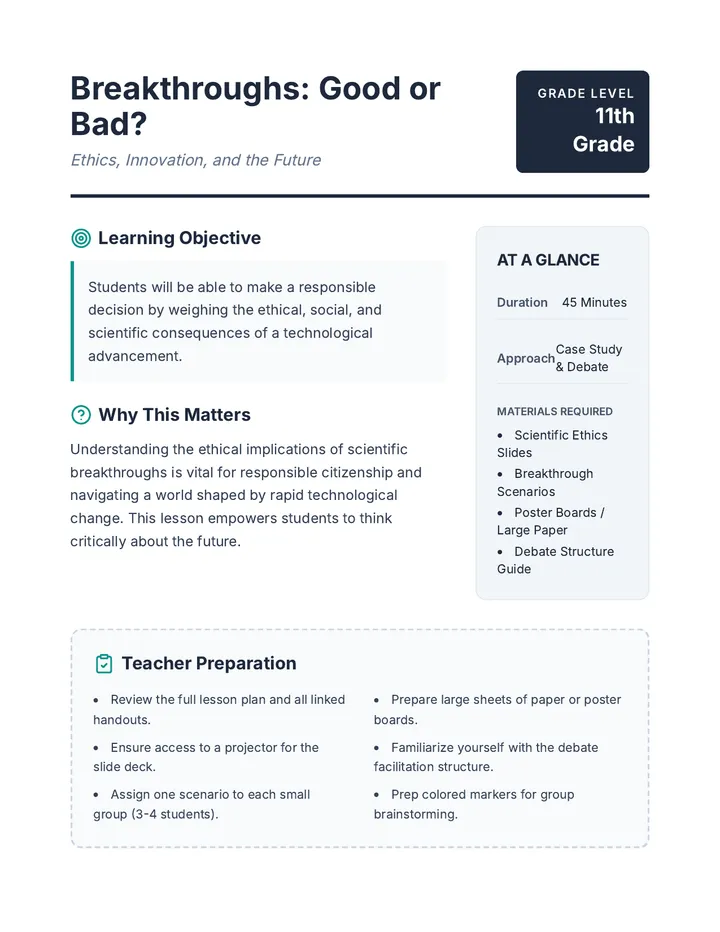 Breakthroughs Lesson Plan