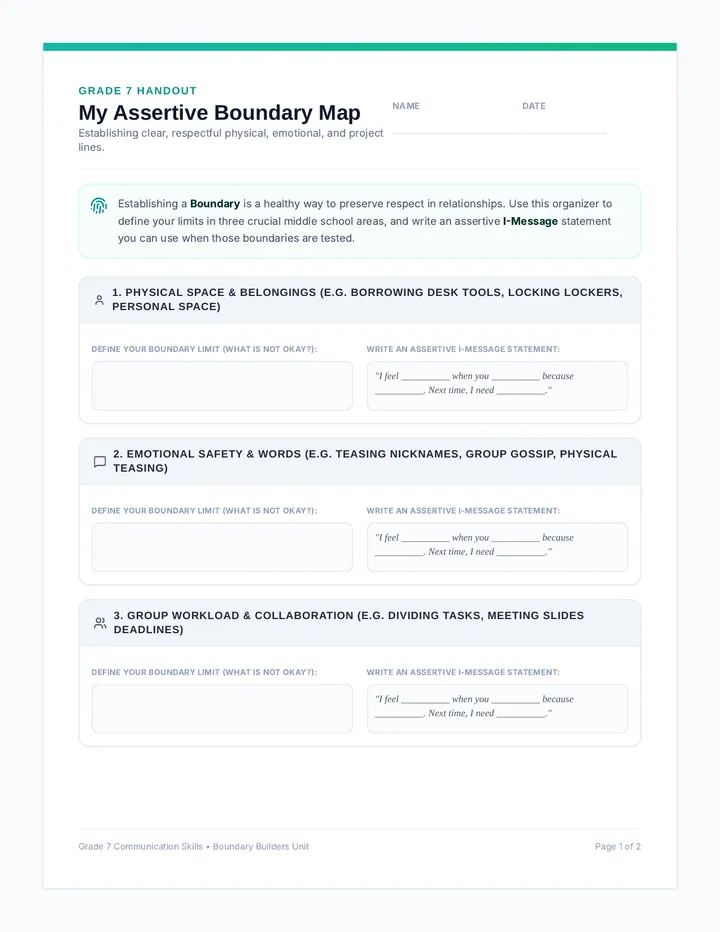Assertive Boundary Worksheet