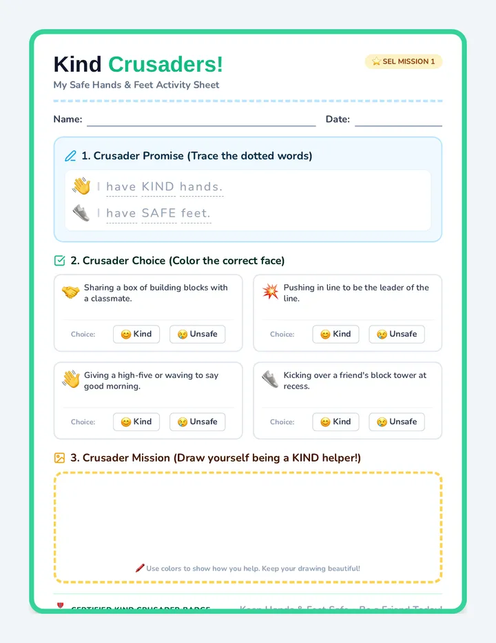 Kind Crusaders Worksheet