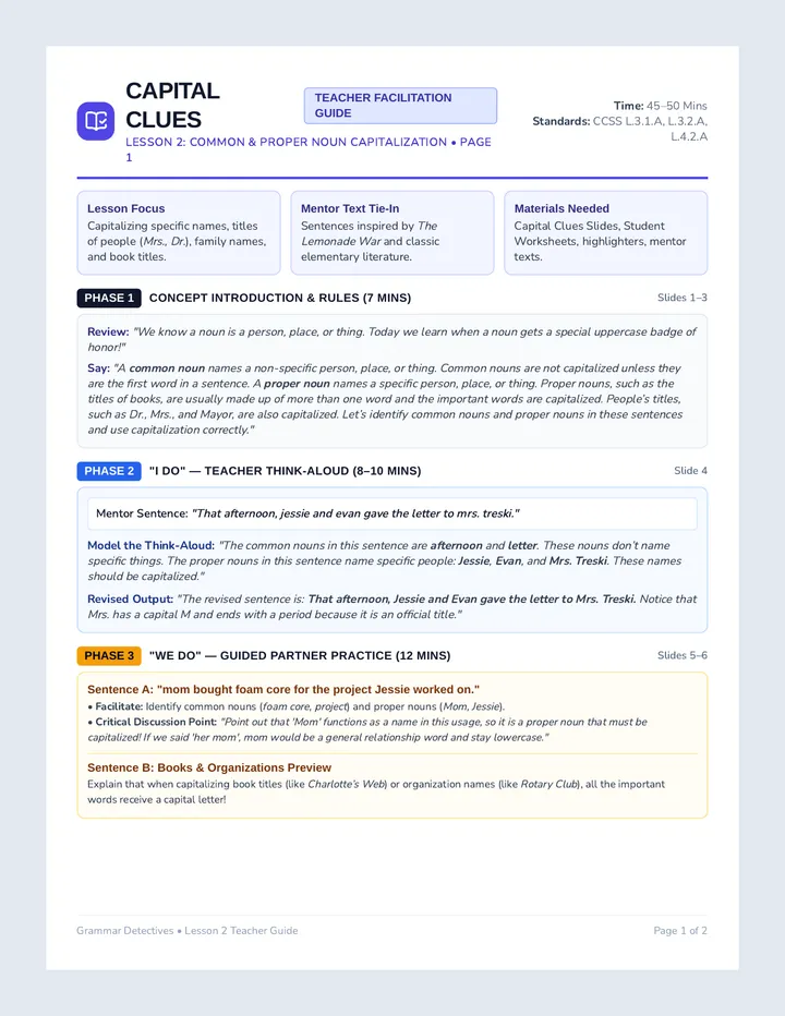 Capital Clues Teacher Guide