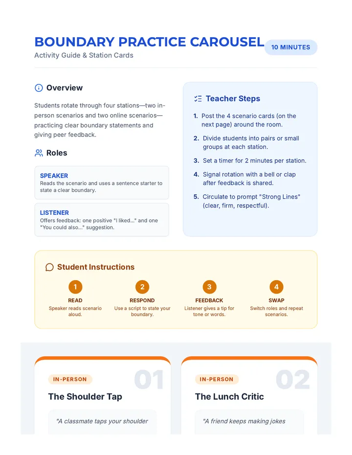 Boundary Practice Activity