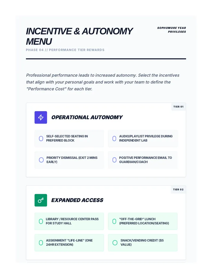 Incentive & Autonomy Menu