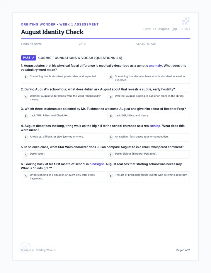 August Identity Check Worksheet