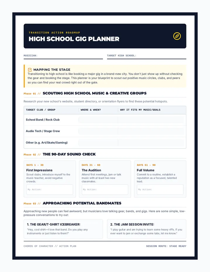 High School Gig Planner page 1