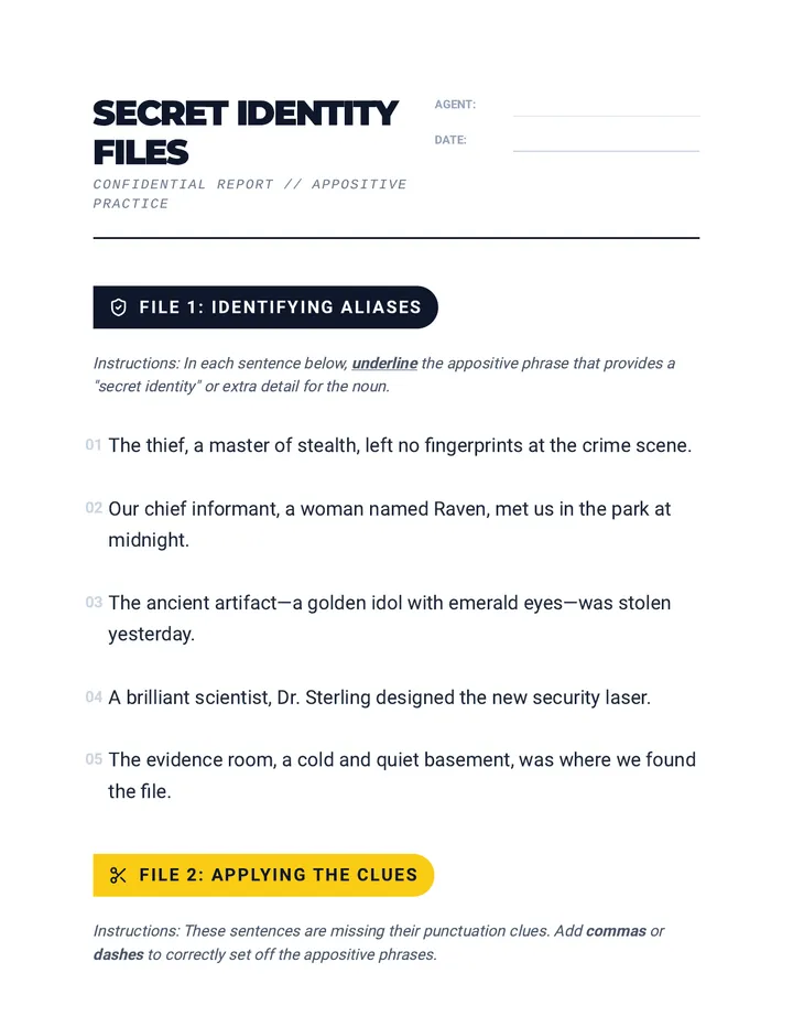 Secret Identity Worksheet