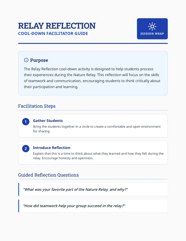 Nature Relay Reflection Facilitator Guide