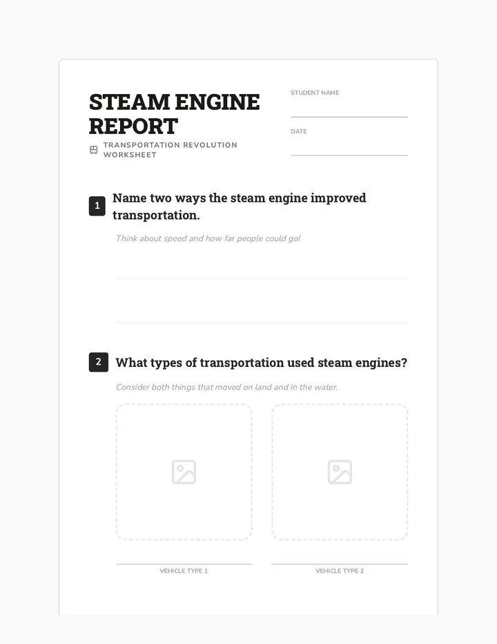 Steam Engine Worksheet