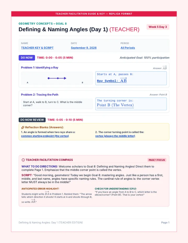 Angle Notation Day 1 Teacher Packet