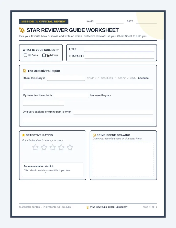 Star Reviewer Guide Worksheet