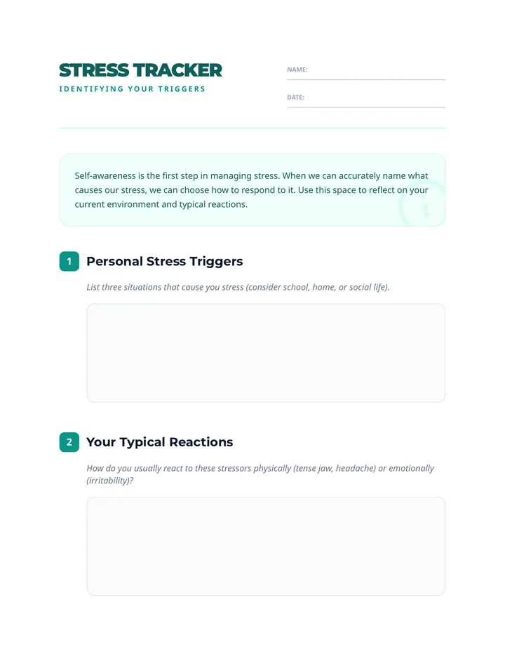 Stress Triggers Worksheet