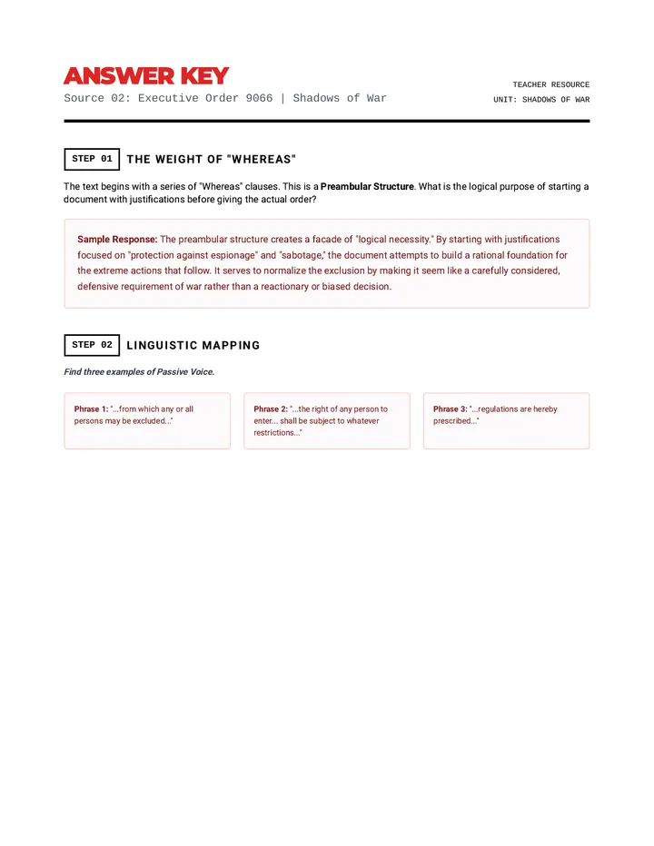 EO 9066 Answer Key