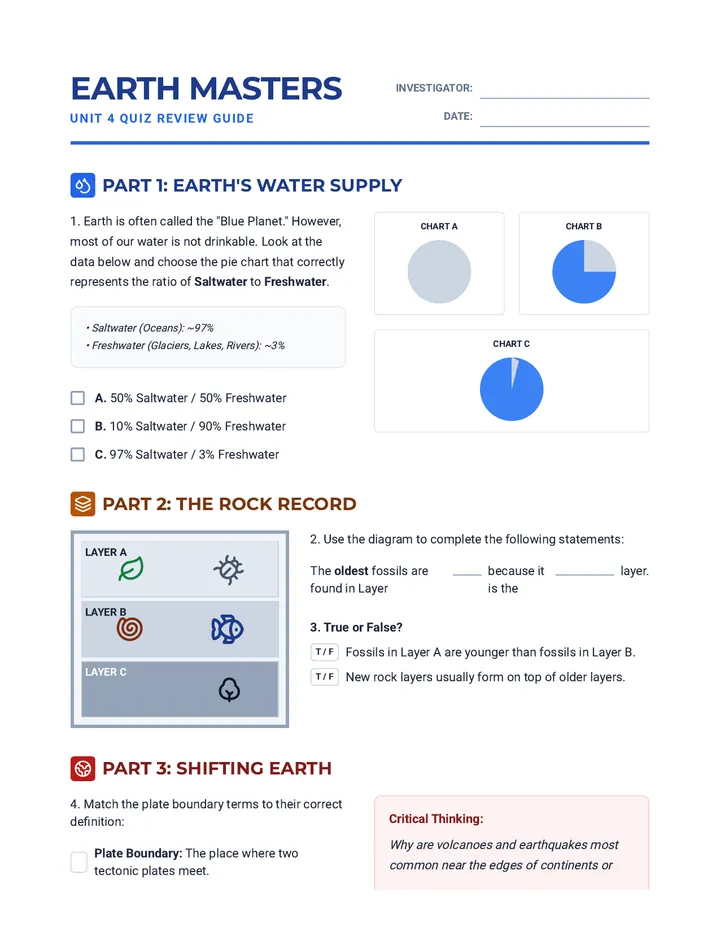 Earth Masters Review Worksheet