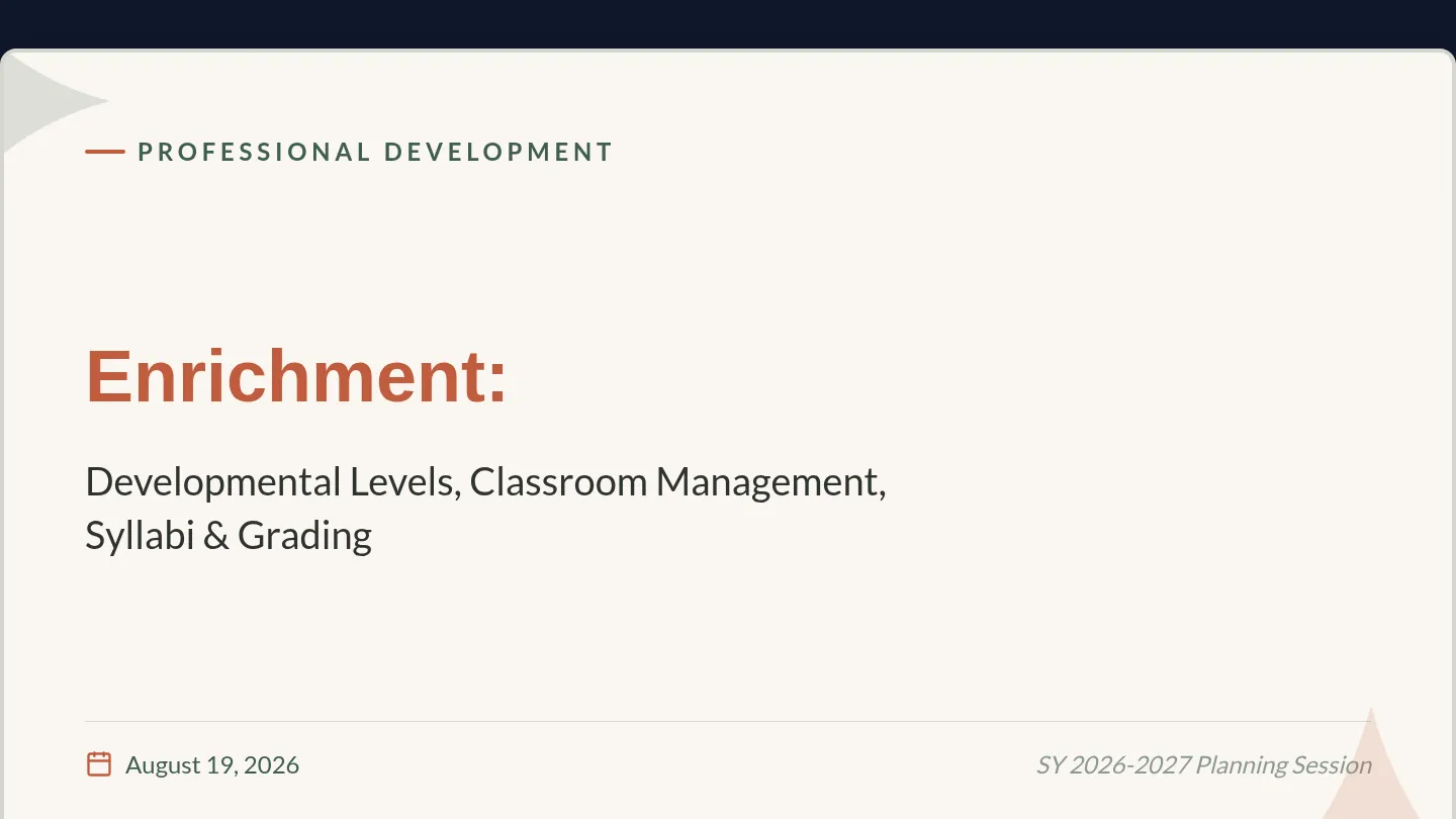 Enrichment Planning Slides