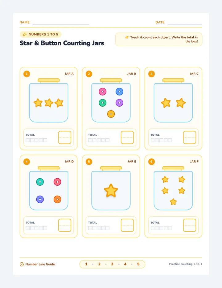 Star Jar Counting Worksheet