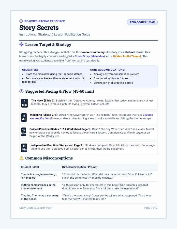 Story Secrets Teacher Guide