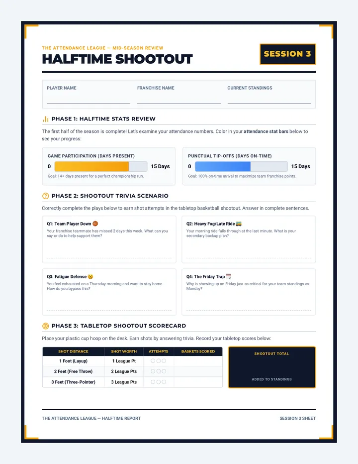 Halftime Shootout Sheet