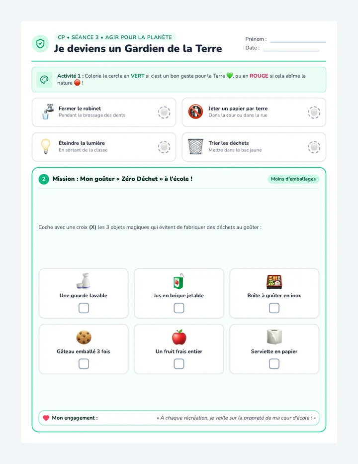 Gardiens Planete Fiche d'Activite