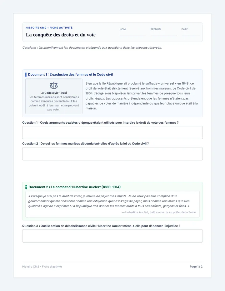 Droits Republique Fiche Activite