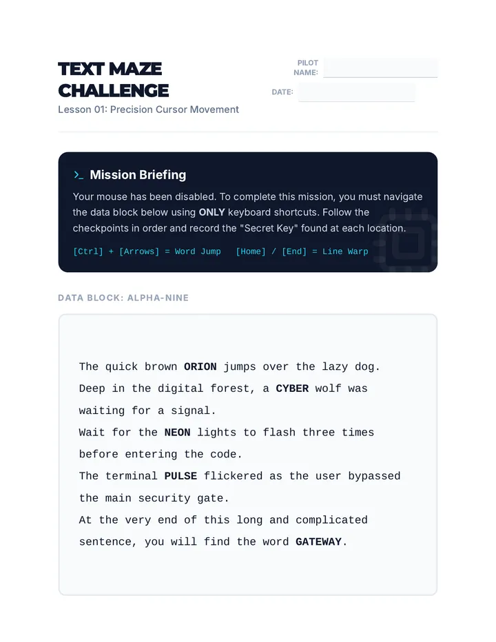 Text Maze Worksheet