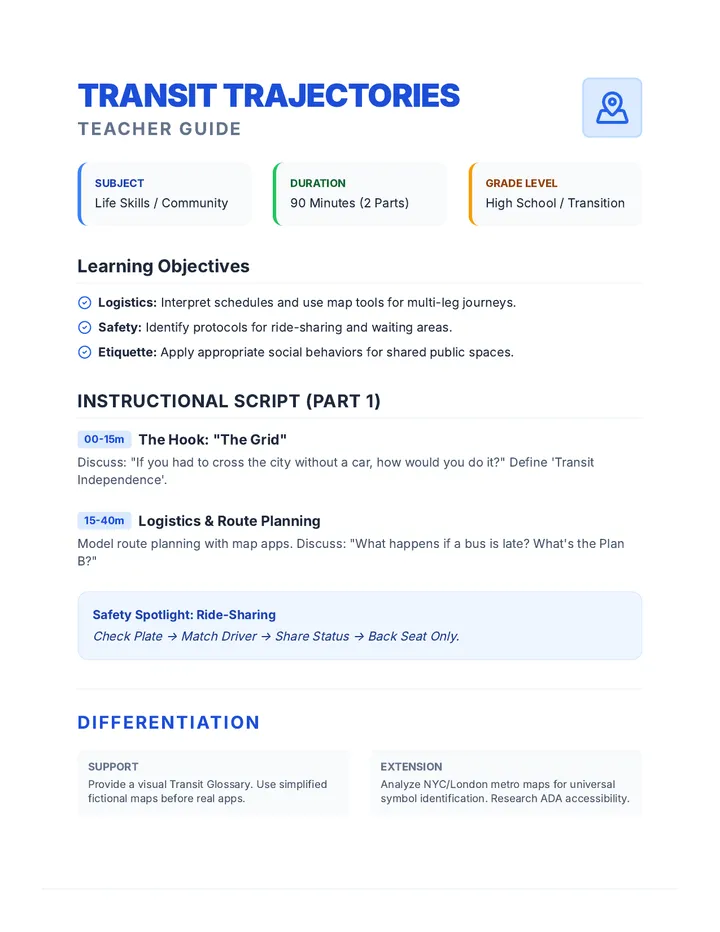 Transit Trajectories Teacher Guide