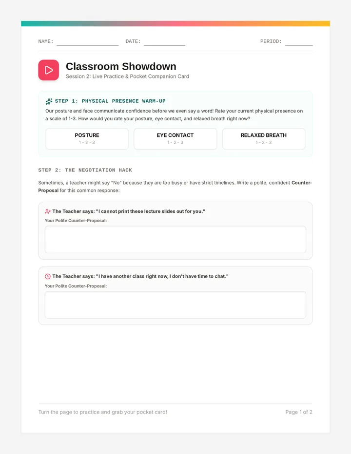 Classroom Showdown Workbook