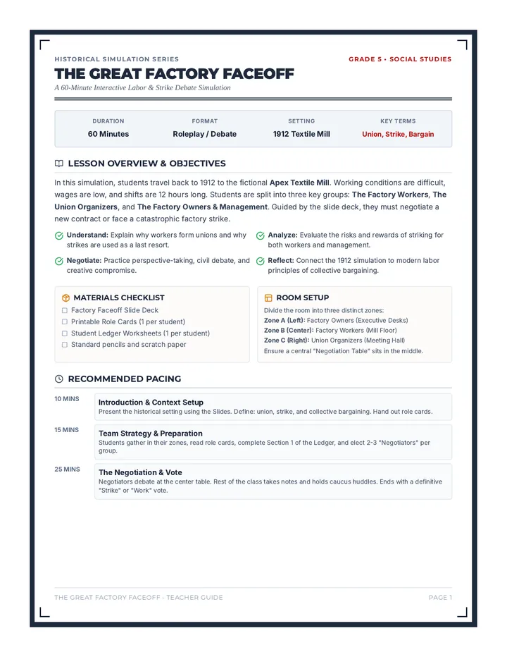 Factory Faceoff Teacher Guide