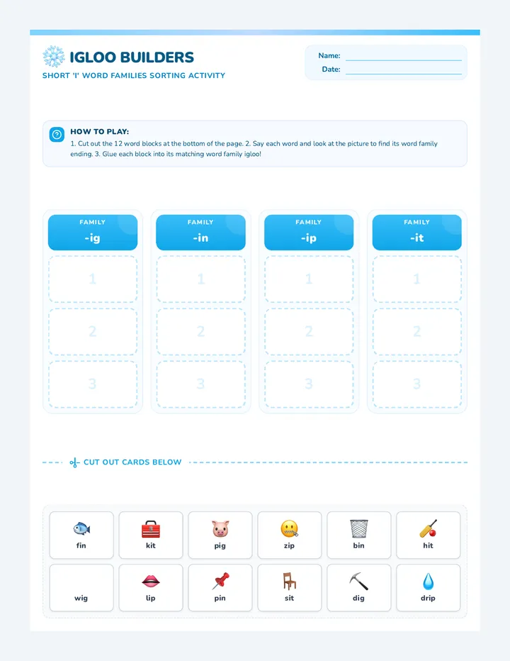 Igloo Builders Worksheet